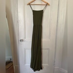 Olive Green Maxi Linen Dress